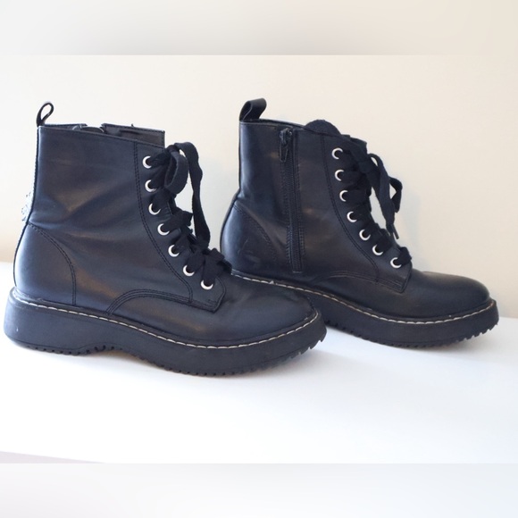 Madden Girl Gwinn Black Combat Boots Lace Up With Side Zipper Size 5.5 - Picture 3 of 6